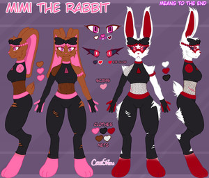accessory angry anthro arm_tuft beads big_butt big_ears big_feet black_clothing bottomwear bow_ribbon breasts brown_body brown_fur butt cheek_tuft clothing color_swatch dark_sclera digitigrade ear_tuft ears_up eyelashes facial_markings facial_tuft feet female fishnet_clothing fishnet_topwear floppy_ears front_view fur glistening glistening_eyes gloves glowing glowing_eyes hair_accessory hair_bow hair_ribbon handwear head_bow head_markings head_tuft leg_tuft leggings legwear long_eyelashes looking_ahead looking_at_viewer lop_ears markings medium_breasts multicolored_body multicolored_fur neck_tuft pants pink_body pink_clothing pink_eyes pink_fur pink_nose pupils red_body red_clothing red_eyes red_fur red_nose ribbons scar shoulder_tuft side_view slim smile solo standing tail text thick_thighs thigh_tuft topwear torn_clothing tuft white_body white_fur white_pupils wide_hips cereshinu mimi_(cereshinu) domestic_rabbit killer_rabbit_(cereshinu) lagomorph leporid lop_rabbit mammal oryctolagus rabbit colored hi_res model_sheet signature watermark