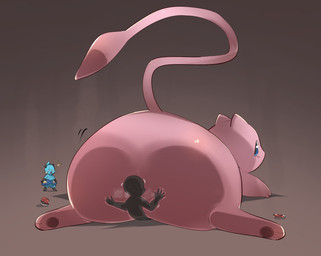 ambiguous_gender anthro big_butt blue_body blue_eyes butt duo facesitting hand_on_butt huge_butt looking_back lying male motion_lines musk on_front pink_body pokeball simple_background sitting_on_another size_difference smothering tail 131_usagino nintendo pokemon anon dewott generation_1_pokemon generation_5_pokemon human legendary_pokemon mammal mew_(pokemon) pokemon_(species) 2023 colored hi_res shaded