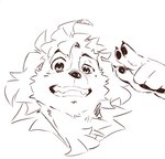 anthro claws finger_claws floppy_ears grin looking_at_viewer male pawpads smile solo heylaw21 lifewonders live_a_hero hisaki_(live_a_hero) canid canine canis domestic_dog mammal headshot_portrait hi_res portrait sketch