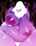 anthro areola armpit_hair belly belly_focus big_areola big_belly big_breasts body_hair breasts deep_navel disembodied_hand duo eyeless female front_view fupa fur glistening glistening_body hand_on_breast huge_areola huge_breasts monster_girl_(genre) natural_breasts navel nipples nude overweight overweight_anthro overweight_female pubes sagging_breasts solo_focus teeth white_body white_fur sunibee igraine chthon mammal digital_media_(artwork) hi_res