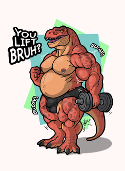 anthro areola balls_outline biceps biped black_clothing black_underwear brown_areola brown_nipples bulge calf_muscles clothed clothing deltoids detailed_bulge dialogue exercise forearm_muscles genital_outline holding_weights looking_at_viewer male male_anthro musclegut muscular muscular_anthro muscular_arms muscular_male muscular_thighs navel nipple_piercing nipple_ring nipples open_mouth orange_body outie_navel pantsless_anthro pantsless_male pecs piercing pink_tongue plantigrade ring_piercing sharp_teeth solo standing tail talking_to_viewer teeth text tongue topless topless_anthro topless_male underwear weightlifting weights workout yellow_eyes dathgar dinosaur prehistoric_species reptile scalie 2025 english_description english_text hi_res