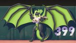 anthro athletic athletic_female baseball_bat baseball_uniform bat_(object) big_breasts big_wings biped black_body bottomless bottomless_female breasts claws clothed clothing colored_nails female fluffy fluffy_hair genitals green_body green_claws green_eyes green_hair green_horn green_nails green_scales green_wings hair horn looking_at_viewer membrane_(anatomy) membranous_wings nails non-mammal_breasts partially_clothed pussy scales shirt solo sportswear standing tail text text_on_clothing text_on_shirt text_on_topwear thick_thighs topwear uniform wings yoke_pose knockedoutdragon european_mythology mlb mythology san_francisco_giants kaya_(knockedoutdragon) dragon mythological_creature mythological_scalie scalie western_dragon absurd_res digital_media_(artwork) full-length_portrait hi_res portrait