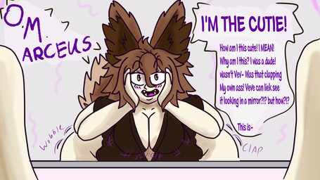 anthro big_breasts big_butt bimbofication breasts brown_body brown_fur butt female fur gender_transformation huge_butt mental_transformation mtf_transformation shortstack surprised transformation candondor 16:9 hi_res widescreen