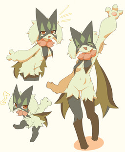 3_fingers 3_toes anthro blush blush_lines breast_curtains breasts feet female female_anthro fingers flower_(anatomy) fur green_body green_fur looking_at_viewer mask medium_breasts open_mouth open_smile pawpads paws red_eyes simple_background smile solo toes white_background rokroc205 nintendo pokemon generation_9_pokemon meowscarada pokemon_(species) 2026 absurd_res hi_res