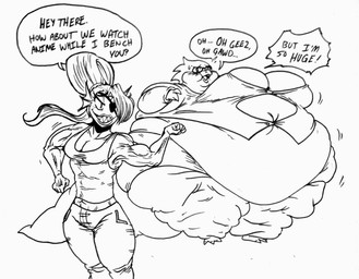 abs anthro athletic_wear belly belly_overhang biceps big_belly big_breasts big_cheeks biped bodily_fluids bottomwear breasts button_(fastener) chubby_cheeks cleavage clothed clothing dialogue double_chin duo eye_patch eyewear fat_legs feet female female/female fin flexing flexing_bicep flirting flustered glasses grin hair head_fin huge_belly hyper hyper_belly lips looking_at_another morbidly_obese morbidly_obese_anthro morbidly_obese_female muscular muscular_anthro muscular_female nervous obese obese_anthro obese_female overweight overweight_anthro overweight_female pants ponytail pupils sharp_teeth shirt shorts simple_background slit_pupils small_breasts smile speech_bubble standing straining_buttons sweat sweatdrop talking_to_another tank_top teeth topwear wearing_glasses weight_conscious weight_difference white_background keij undertale undertale_(series) alphys undyne aquatic fish reptile scalie 2015 black_and_white hi_res monochrome sketch traditional_media_(artwork)