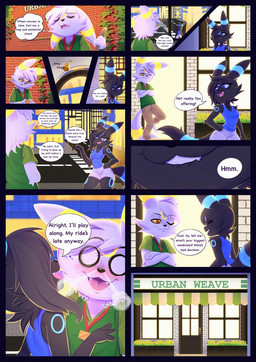 anthro blush comic_book comic_panel dialogue duo female male male/female speech_bubble text doodlebob1591 nintendo pokemon fan_character zoratheumbre eeveelution generation_2_pokemon pokemon_(species) umbreon comic english_text