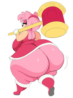 anthro big_breasts big_butt boots bottomless breasts butt clothed clothing dress female footwear gloves green_eyes half-closed_eyes hammer handwear holding_hammer holding_object holding_tool huge_breasts huge_butt huge_hips huge_thighs hyper hyper_butt looking_at_viewer looking_back narrowed_eyes overweight overweight_anthro overweight_female pink_body shoes smile solo thick_thighs tools wide_hips arizonathevixen sega sonic_the_hedgehog_(series) amy_rose eulipotyphlan hedgehog mammal 2025 absurd_res hi_res
