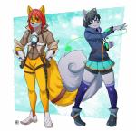 anthro clothed clothing cosplay duo looking_at_viewer male rook_kawa blizzard_entertainment league_of_legends overwatch riot_games tencent dodger_akame_(character) harry_sol tracer_(overwatch) zoe_(lol) absurd_res digital_media_(artwork) hi_res