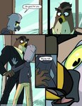 afrotropical_parrot avian bird clothing comic dialogue disney ducktales ducktales_(2017) english_text falcon falcon_graves falconid hi_res inside ladybugk living_room male male/male mark_beaks parrot romantic romantic_couple text true_parrot