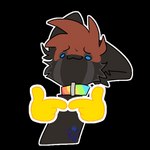 anthro big_ears big_hair blue_eyes chibi collar dark_body dark_fur emoji fur grey_body grey_fur hair male nervous owo rainbow_collar red_body red_fur shy solo sticker toony riffen razumi ailurid mammal red_panda 1:1 alpha_channel