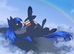 book cloud feathers feral hooves male rainbow sky smile solo wings sunny_way friendship_is_magic hasbro my_little_pony mythology equid equine horse mammal mythological_creature mythological_equine pegasus pony digital_media_(artwork) hi_res