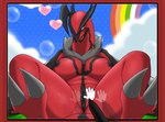 2_toes anthro big_breasts biped black_nipples blush breasts duo feet female genitals heart_symbol navel nipples non-mammal_breasts pussy sitting solo_focus spread_legs spreading stylus toes nnecgrau nintendo pokemon pokemon_amie avian generation_6_pokemon legendary_pokemon pokemon_(species) yveltal 2016