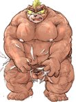 anthro balls barazoku belly big_belly brown_body brown_fur fur genitals kemono male moobs musclegut muscular nipples overweight overweight_anthro overweight_male penis simple_background small_penis solo white_background kotobuki lifewonders tokyo_afterschool_summoners ashigara_(tas) bear mammal 2020 censored hi_res