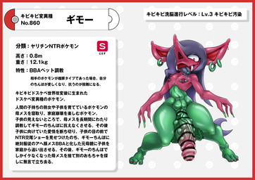 border genitals penis pokedex pokedex_entry pokedex_number red_border simple_background text white_background nikunigushii nintendo pokemon generation_8_pokemon morgrem pokemon_(species) absurd_res hi_res japanese_text translation_request