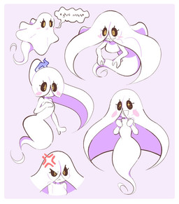 black_sclera blush blush_stickers border dialogue female frown hair light_body light_skin not_furry pale_skin pseudo_clothing smile solo speech_bubble text white_body white_border white_hair white_skin yellow_eyes artsy-rc rei_(rc) ghost humanoid spirit english_text
