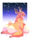 anthro antlers big_breasts big_butt breasts brown_hair butt cloven_hooves female female_anthro fur genitals hair hooves horn huge_breasts huge_butt kemono kneeling looking_at_viewer looking_back looking_back_at_viewer multicolored_body multicolored_fur nude orange_eyes pussy sitting snow solo tan_body tan_fur two_tone_body two_tone_fur wariza white_body white_fur kogitune deer mammal new_world_deer reindeer 2021 digital_media_(artwork) hi_res