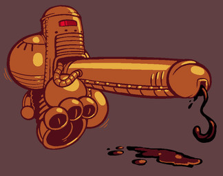 3_toes armless balls big_balls big_butt big_feet big_penis biped bodily_fluids brown_background brown_body butt cum erection eyeless feet front_view genital_fluids genitals hose huge_balls huge_butt huge_feet huge_penis humanoid_genitalia humanoid_penis hyper hyper_balls hyper_genitalia hyper_penis machine male metallic_body motion_lines mouthless noseless nude oil oil_cum paws penis plantigrade segmented_legs simple_background solo three-quarter_view toes toony unusual_bodily_fluids unusual_cum unusual_genital_fluids walking yowesephth metroid nintendo robot work_robot_(metroid) 2015 cel_shading shaded