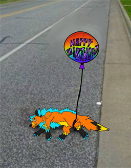 corpse death feral frythefox happy_birthday male roadkill sparklefur thefrydoingstuff that1opossum canid canine fox mammal hi_res