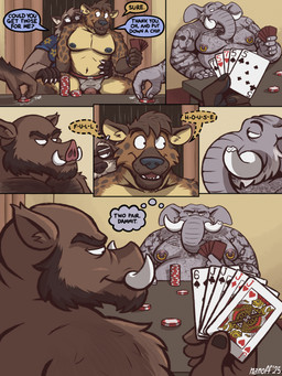 age_difference anthro arm_tattoo athletic athletic_anthro athletic_male balls_outline beard big_ears body_hair broken_tusk brown_body brown_fur brown_hair bulge card chain_tattoo cheat chest_tattoo closed_smile clothed clothing detailed_bulge dialogue ear_piercing ear_ring erection eyebrows eyewear facial_hair four_of_a_kind_(poker_hand) fur furniture genital_outline genitals glasses grey_body group hair inside jockstrap jockstrap_only looking_at_another male male/male manly markings mature_anthro mature_male moobs mouth_closed musclegut muscular muscular_anthro muscular_male nipple_piercing nipple_ring nipples on_lap onomatopoeia open_mouth open_smile overweight overweight_anthro overweight_male penis piercing playing_card poker_chip precum_through_jockstrap proboscis_(anatomy) ring_piercing sitting_on_lap sitting_on_penis smile sound_effects speech_bubble spots spotted_body spotted_fur spread_legs spreading table tattoo teeth text thought_bubble topless trunk_(anatomy) tusks underwear underwear_only nanoff alfonso_(nanoff) horacio_(nanoff) suarez_(nanoff) walter_rossi_(nanoff) elephant elephantid hyena mammal proboscidean procyonid raccoon suid suine sus_(pig) wild_boar 2025 comic hi_res