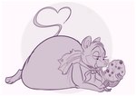 anthro belly big_belly border butt female food lying on_front overweight simple_background solo white_border ridiculouscake don_bluth the_secret_of_nimh mrs._brisby mammal mouse murid murine rodent 2018 hi_res
