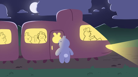 ambiguous_gender anthro chibi detailed_background electronics group headphones machine scut_tail short_tail tail train vehicle window drawfee jacob_andrews drawfee_(copyright) hybrid lagomorph leporid living_machine living_vehicle mammal rabbit 16:9 hi_res lineless official_art widescreen