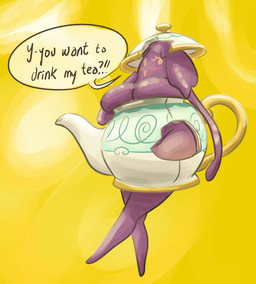 2019 alternate_species big_breasts biped blush breasts dialogue digital_media_(artwork) digital_painting_(artwork) english_text eyelashes featureless_breasts featureless_feet featureless_hands female flustered full-length_portrait goo_hair hi_res huge_breasts humanoid humanoidized looking_aside looking_away nintendo not_furry nude open_mouth overweight overweight_female pokémon pokémon_(species) pokémorph polteageist portrait pseudo_hair purple_body simple_background solo speech_bubble spirit stuttering surprise teapot text totalgary video_games yellow_background yellow_eyesRating: QuestionableScore: 6User: ImpidiDinkaDooDate: September 23, 2019