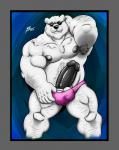 balls barazoku big_penis black_penis border erection genitals grey_border humanoid_genitalia humanoid_penis male moobs muscular muscular_male nipples pecs penis pose solo yasser ice_climber nintendo polar_bear_(ice_climber) bear mammal polar_bear ursine hi_res