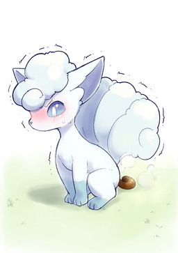 ambiguous_gender ambiguous_pooping blue_body blue_fur blue_sclera blush bodily_fluids emanata feces feces_on_ground feces_pile feral fur grass head_tuft leg_markings markings multi_tail plant pooping pooping_on_floor scatplay simple_background socks_(marking) solo sweat tail tuft white_background white_body white_eyes white_fur unoroute nintendo pokemon alolan_form alolan_vulpix generation_7_pokemon pokemon_(species) regional_form_(pokemon) female_(lore)