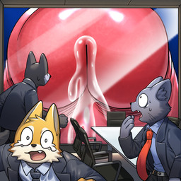 anthro big_penis blue_body bodily_fluids close-up erection fur genital_close-up genital_fluids genitals group humanoid_genitalia humanoid_penis imminent_building_sex inside macro male panicking penis penis_close-up precum sweat tail window mayar mythology gigant_(gigant-max) domestic_cat dragon felid feline felis mammal mythological_creature mythological_scalie scalie 1:1 hi_res