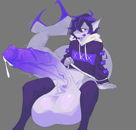 anthro balls big_balls big_penis bodily_fluids clothing cum ejaculation genital_fluids genitals hoodie huge_balls huge_penis humanoid_genitalia humanoid_penis hyper hyper_balls hyper_genitalia hyper_penis male non-mammal_balls penis shark_fin shark_tail solo tail topwear vein veiny_penis lenorefodao fish marine shark absurd_res hi_res