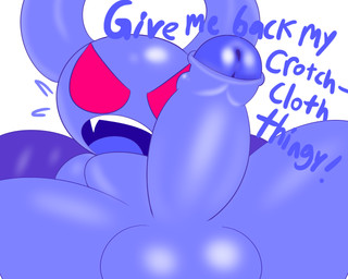 angry balls blue_balls blue_glans blue_penis erection foreskin genitals glans grumpy horn humanoid_genitalia humanoid_penis male not_furry nude penis red_eyes simple_background solo teeth wings mark_m zilx_(bugmag) humanoid imp 5:4