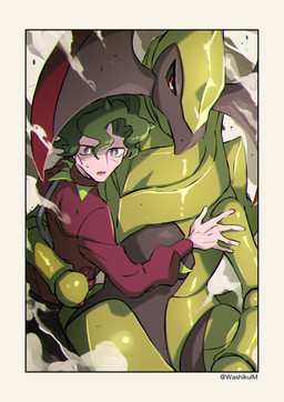 ambiguous_anthro ambiguous_gender anthro black_sclera bodily_fluids border claw_fingers clothed clothing duo fully_clothed glare green_eyes grey_eyes hair high-angle_view hug larger_anthro light_body light_skin male male_human open_mouth protective red_eyes semi-anthro short_hair size_difference smaller_human smoke sweat sweatdrop white_border washikulm mythology nintendo pokemon brassius_(pokemon) dragon generation_5_pokemon haxorus human mammal mythological_creature mythological_scalie pokemon_(species) scalie 2024 hi_res