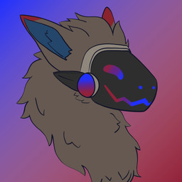 blue_inner_ear dipstick_ears ear_markings fur gradient_eyes gradient_face grey_body grey_fur machine male markings multicolored_ears solo gabrielhaha dusk_legacy_(dusk_1984) protogen 1:1 absurd_res hi_res