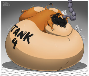 belly belly_expansion big_belly big_butt butt claws expansion fangs feral fur half-closed_eyes hose hose_in_mouth hose_inflation huge_belly hyper hyper_belly hyper_inflation immobile inflation looking_at_viewer lying male mane morbidly_obese morbidly_obese_feral morbidly_obese_male motion_lines narrowed_eyes nude nude_male obese obese_feral obese_male on_front overweight overweight_feral overweight_male paint paint_on_body paws raised_tail solo sound_effects tail tail_tuft teeth text text_on_body tuft weight_gain whiskers dino.d.dice disney the_lion_king scar_(the_lion_king) felid lion mammal pantherine 2026 hi_res signature
