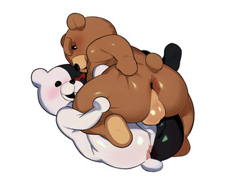 anthro anus backsack balls black_body black_fur black_nose blush brown_body brown_fur duo featureless_feet featureless_hands feet fur genitals looking_back male male/male multicolored_body multicolored_fur perineum plushie simple_background small_tail tail white_background white_body white_fur sparklesart_2 danganronpa spike_chunsoft ted_(franchise) universal_studios monokuma ted_(ted) animate_inanimate bear living_plushie mammal teddy_bear_(species) 2026 digital_drawing_(artwork) digital_media_(artwork) english_description hi_res