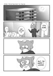 2020 4koma 5_fingers aniapt_(manga) anthro bear black_nose boba_bearstein breath canid canine canis cheek_spots cheek_tuft chien closed_smile clothed clothing comic detailed_background dialogue digital_media_(artwork) domestic_dog dress_shirt english_text facial_tuft fingers furniture greyscale group hair happy heart_nose heart_symbol hoodie inside kemono male male/male mammal mephitid messy_hair monochrome mouth_closed multicolored_body on_sofa open_mouth open_smile sad screentone shirt simple_background sitting skunk smile sofa speech_bubble standing tapirclip text topwear tuft two_tone_body