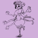 6_arms 8_limbs alternative_fashion anthro black_and_purple black_eyes container cup female j-fashion multi_arm multi_limb ouji_(fashion) purple_background ribbons simple_background solo teapot kutigakuri undertale undertale_(series) muffet arachnid arthropod spider line_art