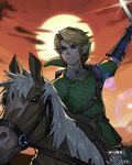 clothed clothing duo eyebrows green_clothing green_hat green_headwear hat headgear headwear humanoid_pointy_ears male mane pointy_ears orlek nintendo the_legend_of_zelda epona_(tloz) link equid equine horse humanoid hylian mammal 2023 4:5 absurd_res hi_res