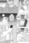 2:3 anthro canid canine canis cellphone comic dialogue distance domestic_dog electronics english_text greyscale male mammal maxima monochrome phone ryuu_majin text