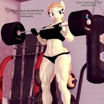 1:1 2024 3d_(artwork) abs anthro anthrofied barbell big_breasts bottomwear breasts brown_hair brown_tail clothed clothing cream_heart_(mlp) crop_top curvy_figure cutie_mark detailed_background dialogue digital_media_(artwork) earth_pony english_text equid equine exercise eyelashes female fingerless_gloves fluffy fluffy_tail fur gloves hair handwear hasbro hi_res horse hotpants inside long_tail mammal mature_anthro mature_female muscular muscular_anthro muscular_female muscular_thighs my_little_pony open_mouth open_smile pony quads shirt shorts skimpy smile solo source_filmmaker_(artwork) tail tan_body tan_fur text themanwithaquest thick_thighs topwear voluptuous weightlifting wide_hips workout