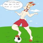 anthro anthrofied ball bottomwear clothing field grass male open_mouth outside plant pokemorph shorts soccer_ball solo mac-daddy nintendo pokemon generation_8_pokemon lagomorph mammal pokemon_(species) scorbunny 1:1 2019 absurd_res hi_res