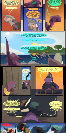day dialogue fantasy female feral gift lake male text water thepatchedragon dragonscape mythology forl_(thepatchedragon) gila_(thepatchedragon) hiker_(thepatchedragon) jat_(thepatchedragon) rara_(thepatchedragon) dinosaur dragon drekir mythological_creature mythological_scalie prehistoric_species reptile saurischian scalie theropod absurd_res comic english_text hi_res