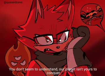 anthro broken_glasses bruised bruised_face clothing dialogue eyewear fangs fur glasses gloves group handwear machine male red_body red_fur scientist serious serious_face solo_focus teeth text quavernsfw image_comics invincible_(image_comics) sega sonic_the_hedgehog_(series) cubot dr._eggman gadget_the_wolf orbot alien canid canine canis mammal orange_wisp orb_robot robot wisp_(sonic) wolf english_text hi_res