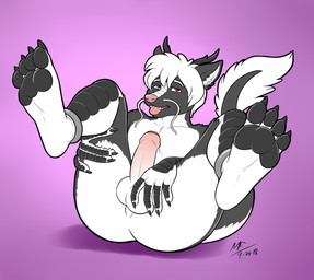 anklet anthro balls claws feet genitals hair jewelry legs_up looking_at_viewer male pawpads penis presenting simple_background solo tail moodyferret mythology krauti_mercedes dragon eastern_dragon mythological_creature mythological_scalie scalie 2018