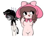 alternate_species black_hair brown_hair drill_curls duo female flat_chested hair hood humanized pink_hood spade_tail tail touboutenshi onegai_my_melody sanrio kuromi my_melody animal_humanoid demon human humanoid lagomorph lagomorph_humanoid leporid mammal mammal_humanoid rabbit flat_colors