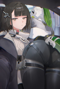 accessory big_butt black_bodysuit black_clothing black_hair black_skinsuit bodysuit butt butt_focus car clothing female green_hair hair hair_accessory hood inside_car inside_vehicle jacket long_hair ponytail selfie short_hair sitting skinsuit sweater tail tight_clothing topwear vehicle white_clothing white_jacket white_sweater white_topwear shuraillusts arknights arknights_endfield hypergryph studio_montagne endministrator_(arknights) fluorite_(arknights) animal_humanoid human humanoid mammal reptile reptile_humanoid scalie scalie_humanoid snake_humanoid hi_res meme
