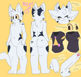 anthro balls big_penis black_clothing black_shirt black_topwear butt clothing erection femboy flaccid foreskin freckled_balls freckled_butt freckled_face freckles front_view fur genitals huge_penis humanoid_genitalia humanoid_penis long_tail male navel nude penis rear_view shirt simple_background solo tail thick_thighs topwear unretracted_foreskin white_body white_fur yellow_sclera n31l kael_(n31l) domestic_cat felid feline felis mammal hi_res model_sheet