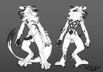 absurd_res anthro black_pawpads black_penis black_sclera corrupted genitals hi_res long_tail long_tongue male model_sheet neo_yin occult_symbol pawpads penis pentagram sergal sketch solo symbol tail tongue white_body yellow_eyes