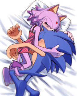 anthro barefoot bed blush clothing duo eyes_closed face_on_chest feet female furniture hair_down hero holding_head hug hugging_another male male/female nightgown nightgown_only pillow princess romantic romantic_couple royalty simple_background sleeping sleeping_together sleepwear tail tail_coil yeoon sega sonic_the_hedgehog_(series) blaze_the_cat sonic_the_hedgehog domestic_cat eulipotyphlan felid feline felis hedgehog mammal