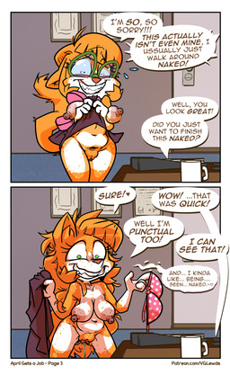 anthro areola aroused aroused_smile belly big_areola big_breasts big_nipples bodily_fluids bottomwear bra breasts business business_attire businesswear casual_nudity clothed clothing clothing_lift coffee_mug container crazed_expression crazed_look crazed_smile cup dialogue dripping duo excited excited_face excited_female eyelashes eyewear female freckled_breasts freckled_chest freckled_crotch freckled_face freckled_legs freckled_shoulders freckled_thighs freckles frizzled_hair fur genital_fluids genitals glasses green_eyes green_eyewear green_glasses hair long_eyelashes male messy_hair mug multicolored_body multicolored_fur nervous nervous_smile nervous_sweat nipples nude nude_anthro nude_female nudist office offscreen_character offscreen_male orange_arms orange_body orange_fur orange_hair orange_legs orange_spots pink_nipples polka_dot_bra precum precum_drip promotional_prostitution removed_glasses removing_glasses sagging_breasts sharp_teeth skirt skirt_lift skirt_removed speech_bubble spots sweat teeth text underwear undressing vulva wearing_glasses white_arms white_belly white_body white_face white_fur white_hands white_spots white_thighs scott_ramsoomair vglewds vg_cats april_(vg_cats) domestic_cat felid feline felis mammal absurd_res comic english_text hi_res url